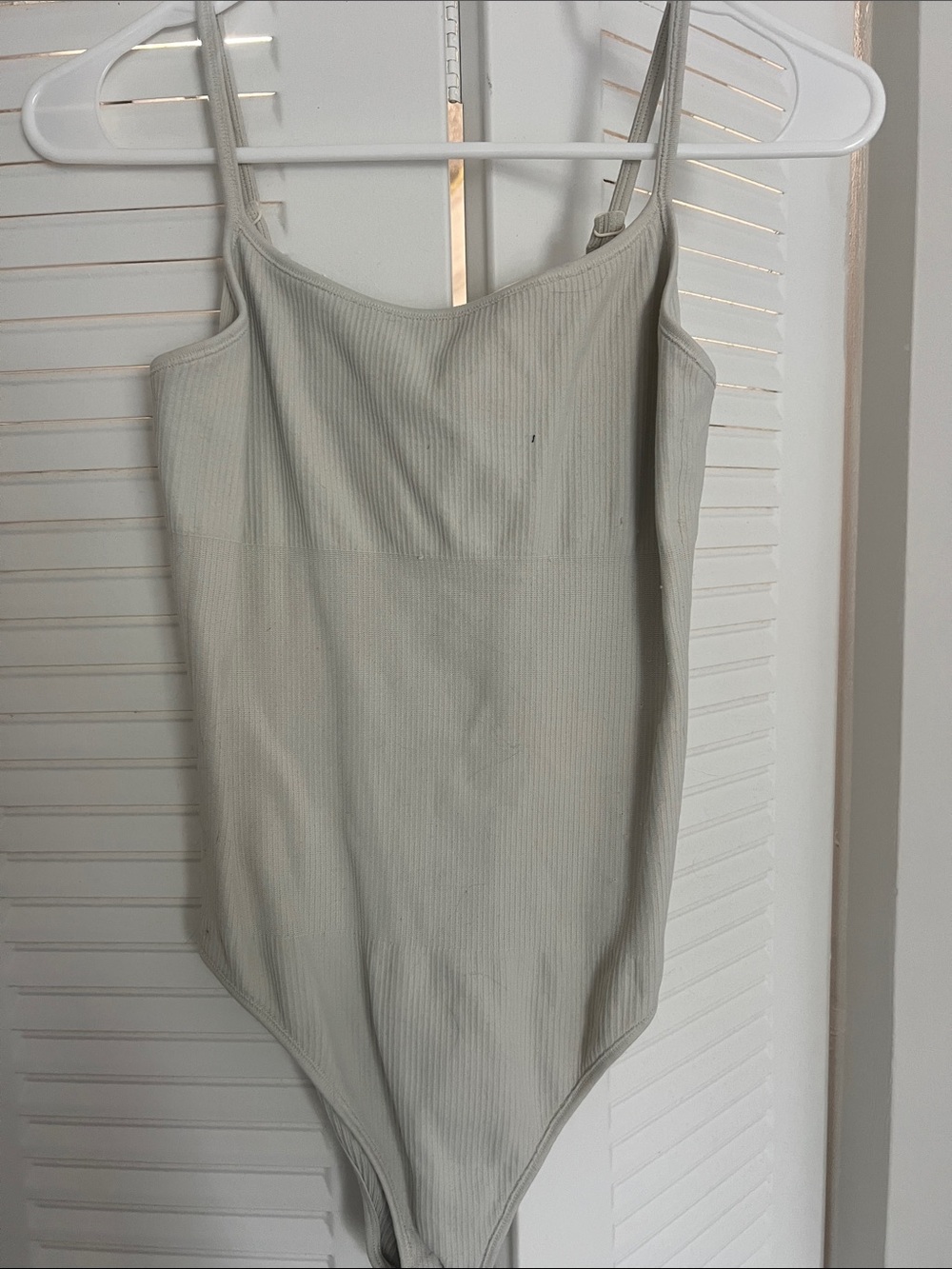Women's Ribbed Tank Bodysuit Dress - Cream